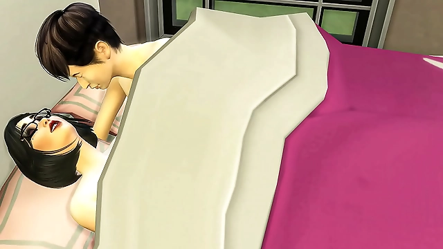 Naughty Business Trip: Japanese Step-mom and Virgin Step-son Share the Same Bed!