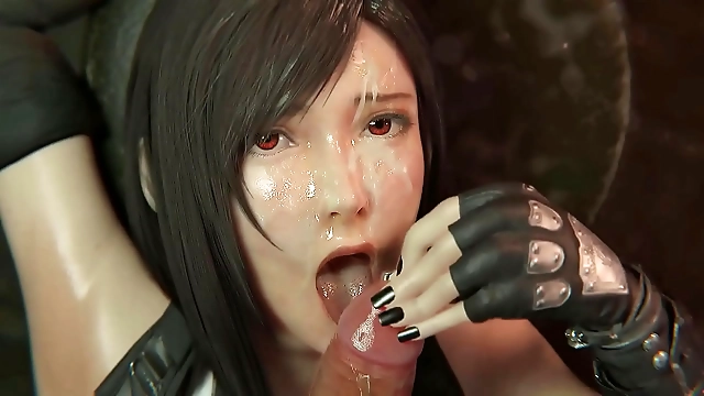 Luscious Tifa Lockhart Takes Deepthroat Blowjob on Final Fantasy Hentai