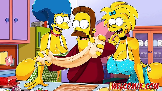 Busty Flandis Gets Her Freak On With the Simptoons Hotties: Pepperoni Pizza Never Looked So Good