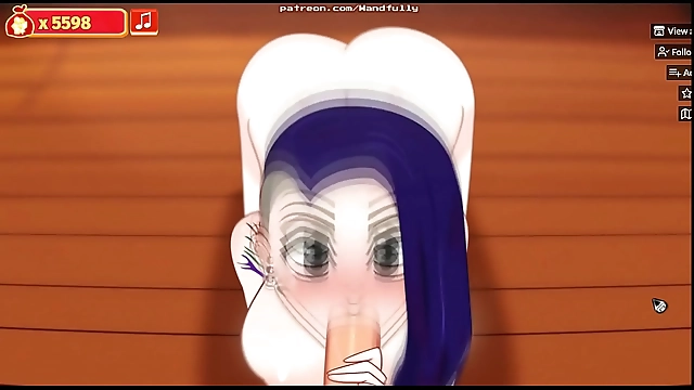 Sleazy Christmas Cums Early with Lewd Hentai Game Play featuring Punk Girl Deepthroating!