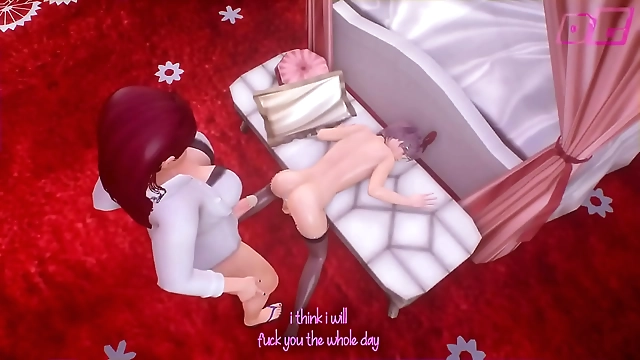 Futa domination of a femboy by an animated goddess