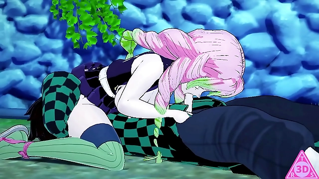 18+ Hentai Heaven - Tanjiro Mitsuri Kanroji Kimetsu no Yaiba Blowjob HAND JOB Gameplay Porn Cumshot