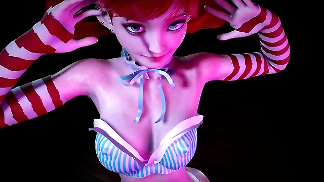 JAV Hentai: Redhead Girl with Pigtails in 3D Dancing Frenzy!