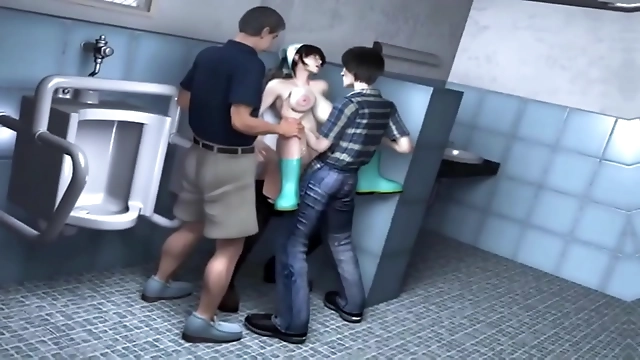 Witness the Luscious Big Boobs Cleaning Staff and Lucky Student in this Hentai 3D Scene