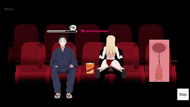 Exciting Blonde Girl s Pleasure in Cinema Surrounded by Strangers and Unexpected Fucking