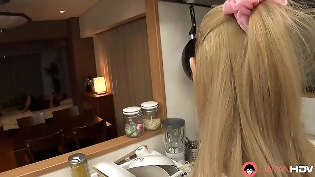 Japanese MILF Gives Blowjob in Kitchen in Uncensored JAV Hotness!
